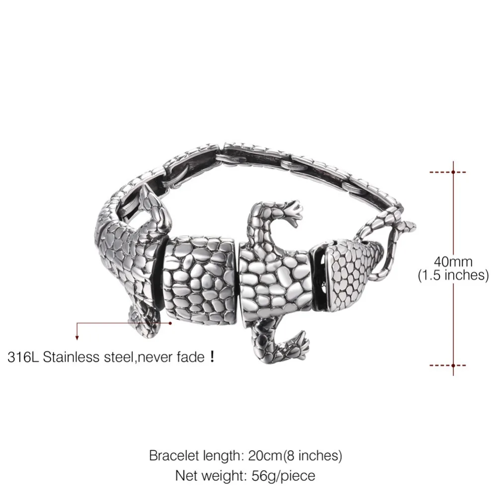 Большой браслет из нержавеющей стали в виде ящерицы H1030|lizard bracelet|gold colorbracelet big gold |