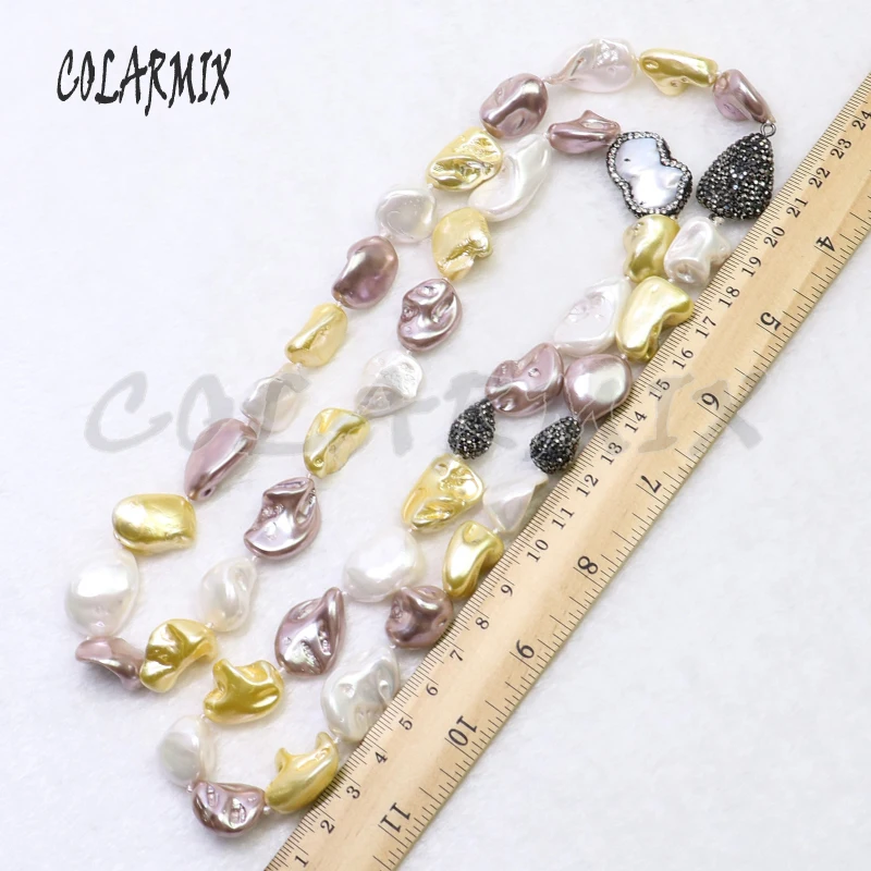 3 пряди натурального жемчуга ожерелье из бисера смешанные цвета с покрытием