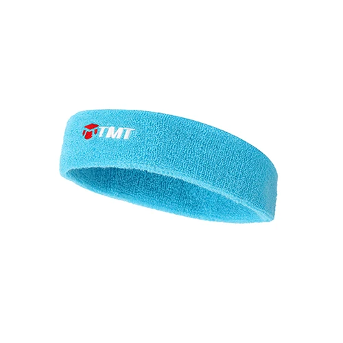 light blue TMT высокоабсорбирующий спортивный эластичный ободок Хлопок Sweatband Yoga Hairband Бег Теннис Баскетбол фитнес Анти Пот-унисекс - Цвет: light blue
