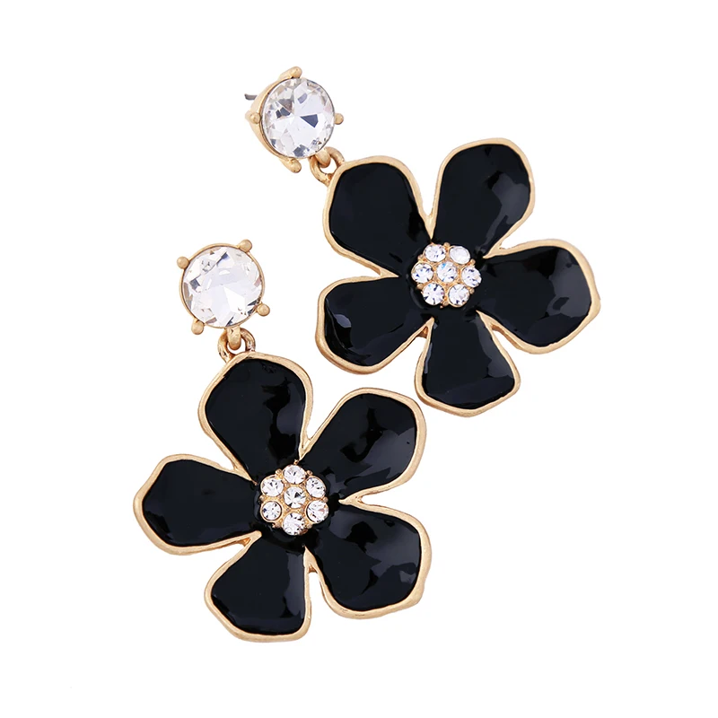 2017 летний модный эмалевый серьги для женщин черный оранжевый Бохо большой цветок