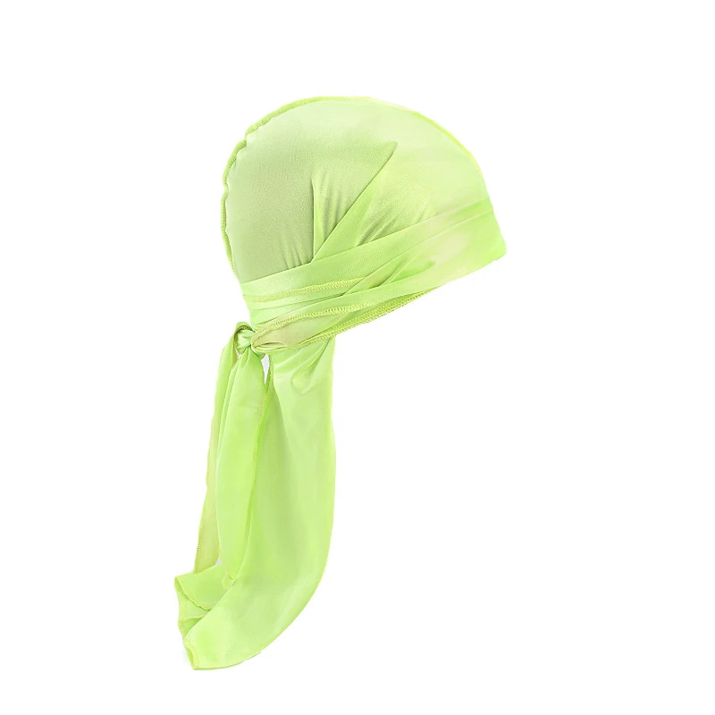 Fluorescence Новинка, одноцветная модная шелковистая Кепка Durag для женщин и мужчин, хип-хоп кепка, обруч для волос на голову, Doo Rag - Цвет: Fluorescence