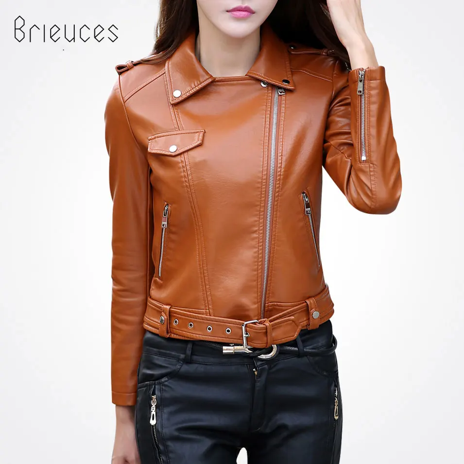 Brieuces 2017 Spring And Autumn Women Leather Coat Female Slim Plus Size S-3XL Fashion Jacket Women's Outerwear | Женская одежда
