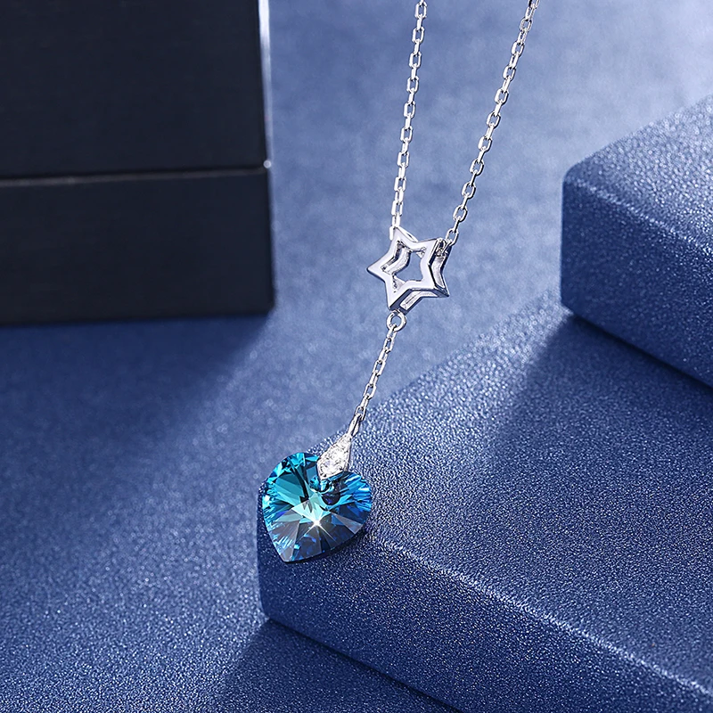 LEKANI романтическое ожерелье с кристаллами в виде сердца от Swarovski Подвеска для