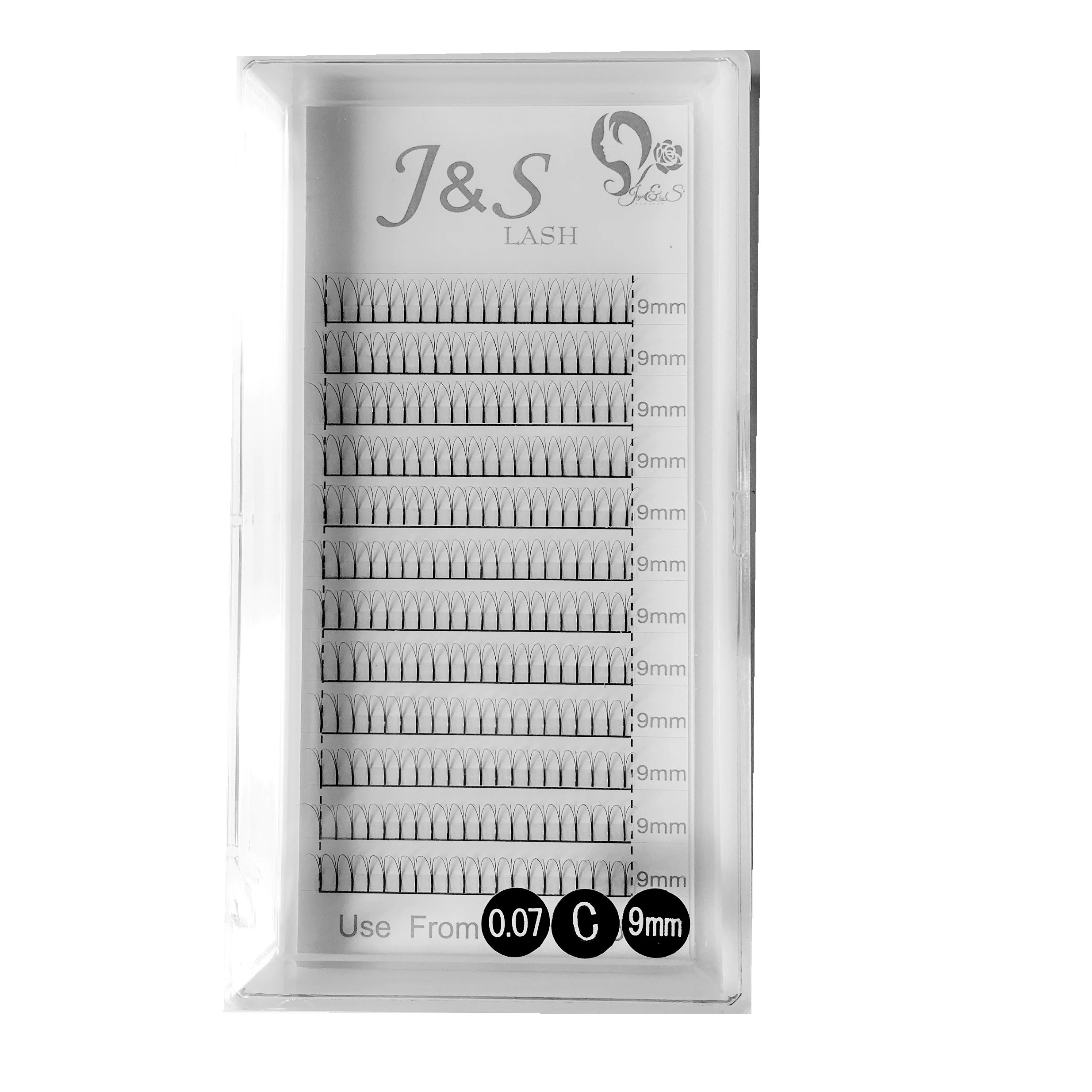 J& S 5 лотков/lot Мягкая наращивания ресниц deluxe ресницы 3D 0.07 мм Flase объем ресниц вентиляторы c D Curl со стразами белая коробка