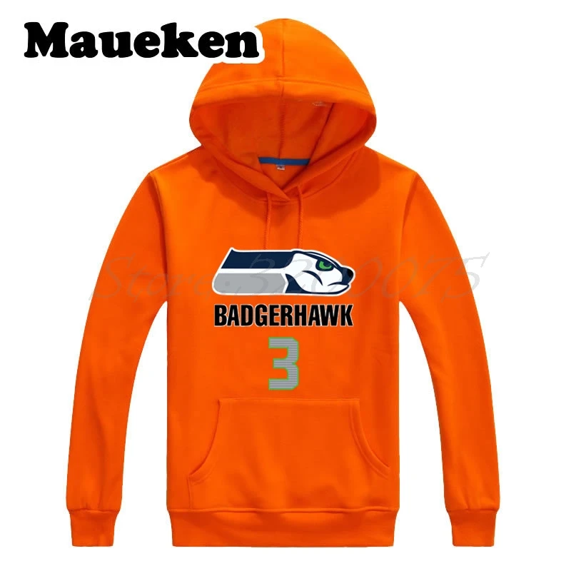 Для мужчин Russell Wilson 3 dangerruss толстовки badgerhawk кофты с капюшоном толстые осень-зима W17101608 - Цвет: 16