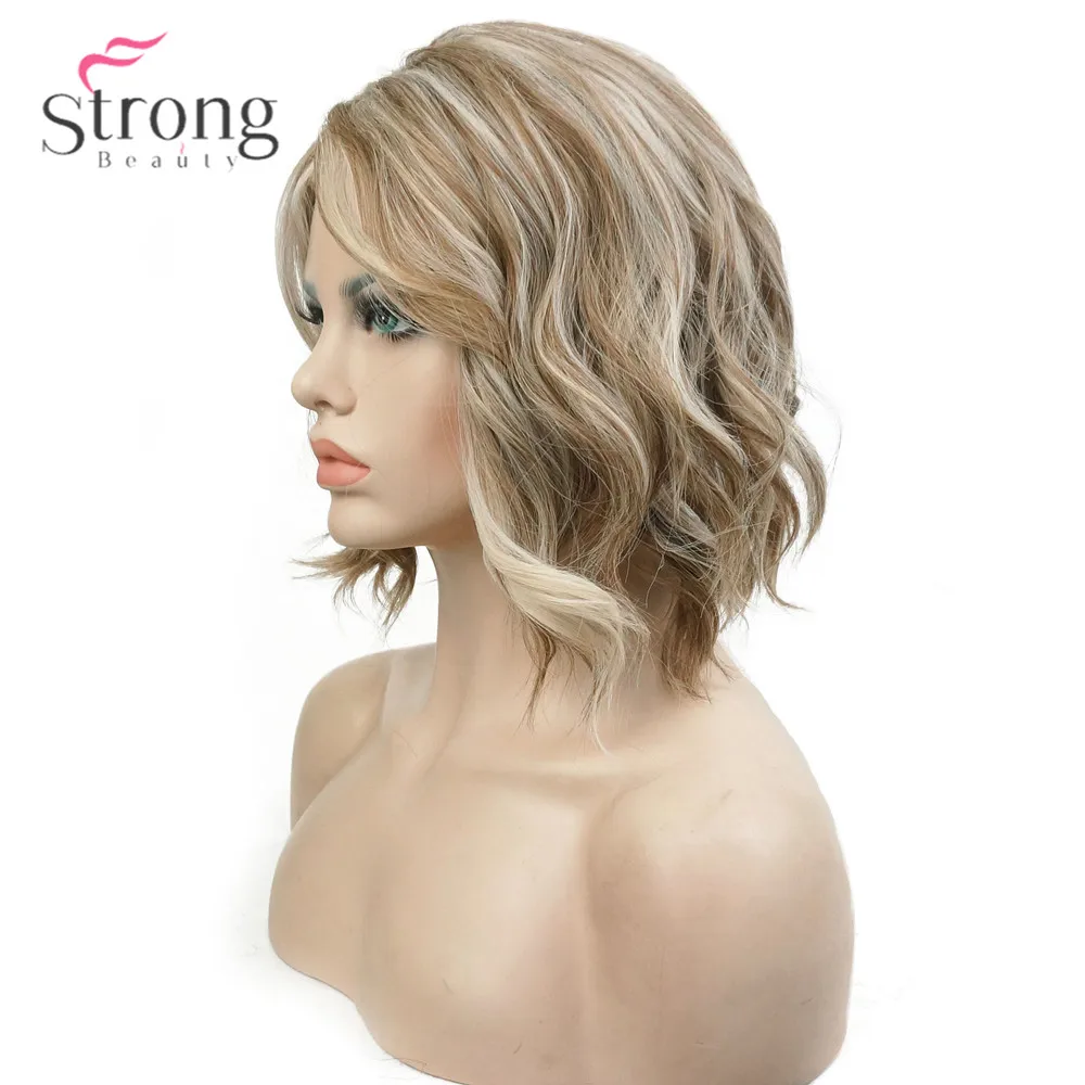 StrongBeauty женский синтетический парик средней длины кудрявый светильник золотой высокий светильник ed/Balayage волосы натуральные парики