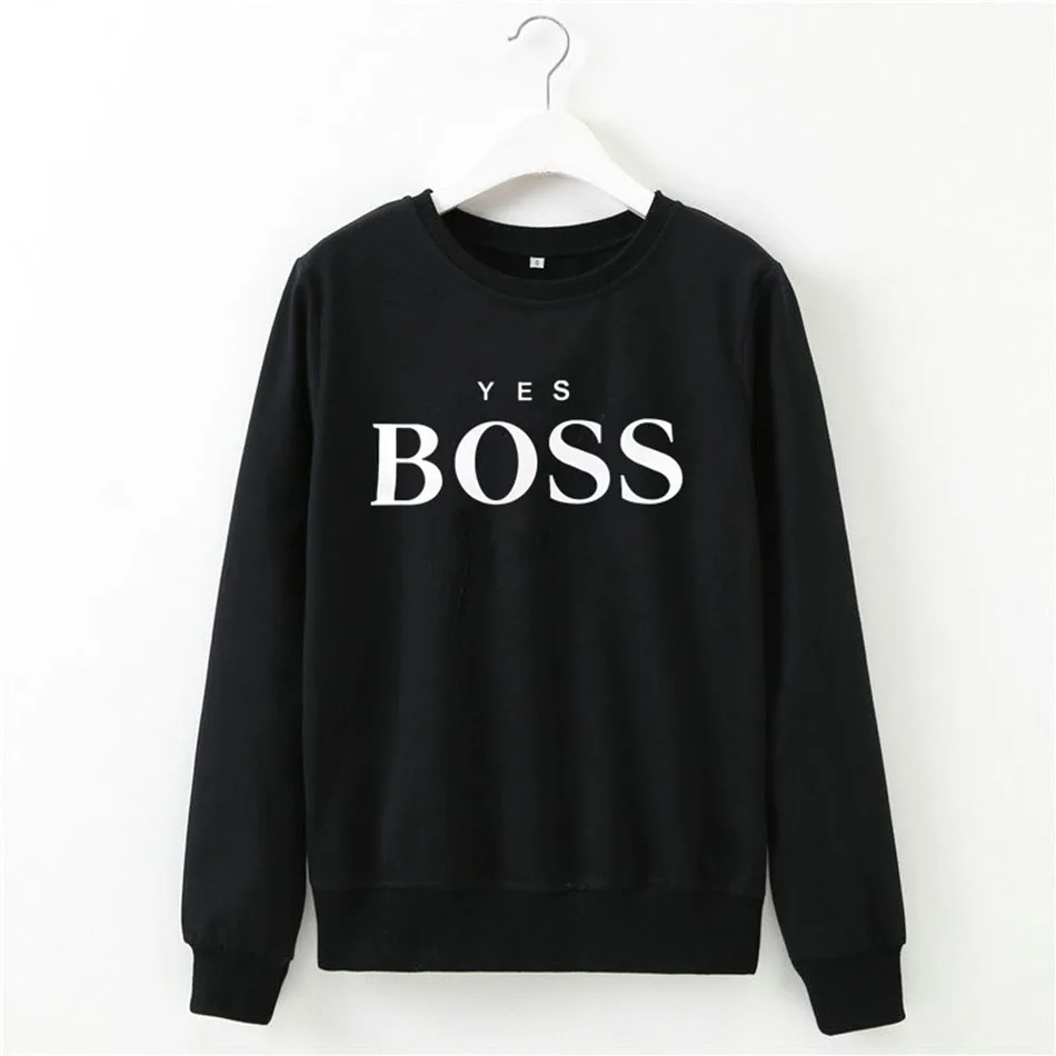 Худи с надписью «Yes Boss»; хлопковые базовые пуловеры в студенческом стиле; спортивные свободные топы; Верхняя одежда с длинными рукавами; уличные толстовки для девочек