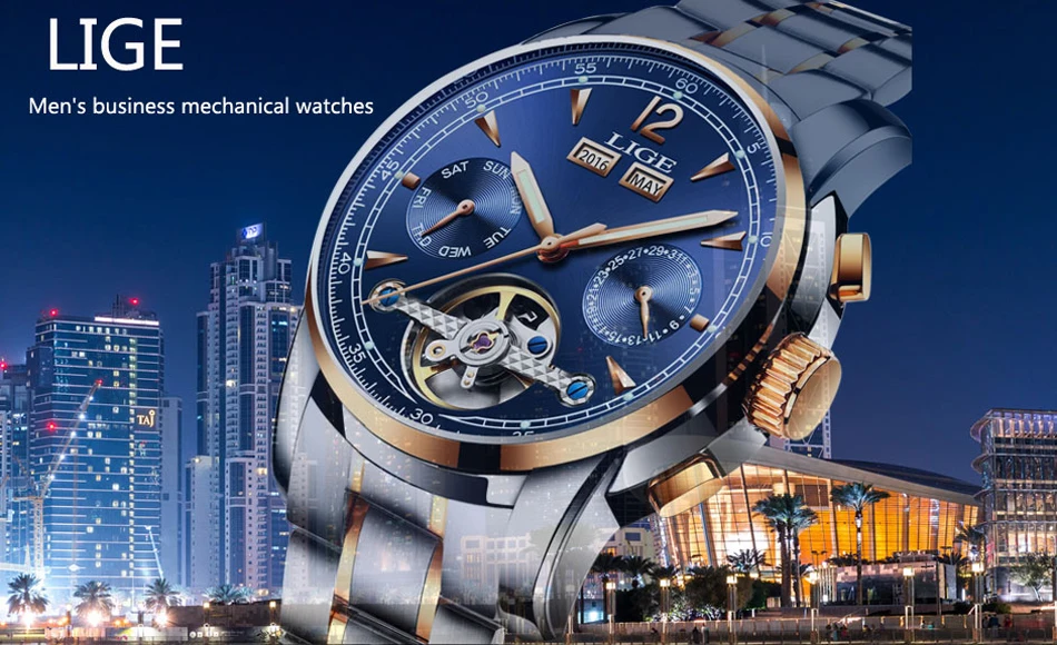 Relojes LIGE, Мужские автоматические механические Спортивные часы, мужские роскошные Брендовые повседневные часы, мужские наручные часы, армейские часы, relogio masculino