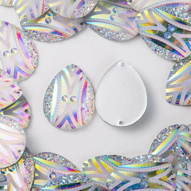 Taidian Crystal AB акриловые пришивные стразы для бисерных сережек кабошон 2 отверстия