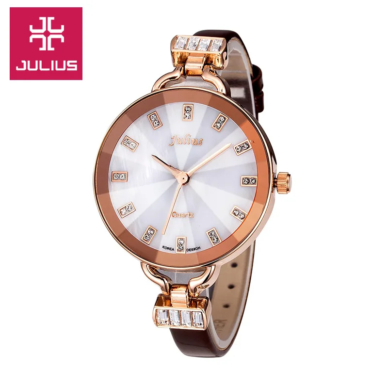 Часы наручные Julius женские с большим корпусом элегантные модные кожаные
