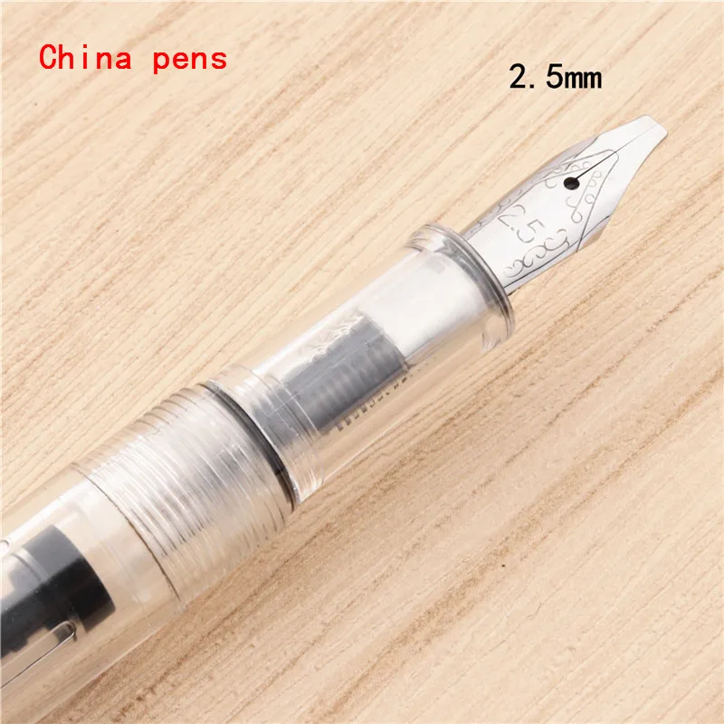 2.5mm-pen Jinhao 990 прозрачная белая английская каллиграфия Duckbill параллельная художественная ручка цветок тело плоский перо Тибетский арабский авторучка - Цвет: 2.5mm-pen