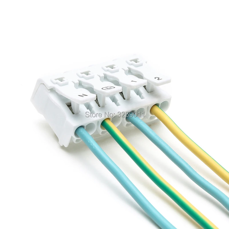

100PCS Quick Lamp Wire Connector Electrical Cable Clamp Free Screw Plug-Out Type Pitch 4Pin With Peg With Ground Contact BELEKS
