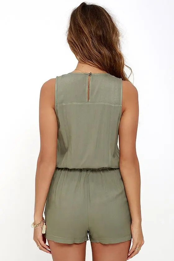 Женский комбинезон с карманами пляжный без рукавов на молнии 2018|romper shorts|ladies