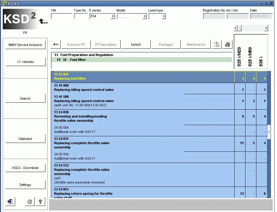 Описание каталога для BMW KSD