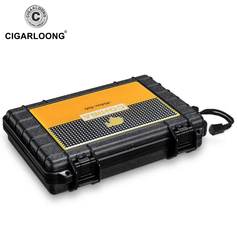 CIGARLOONG COHIBA черная портативная дорожная сигарная коробка увлажняющий Водонепроницаемый влажный сигарный набор подходит для 5 сигар Humidor чехол CLA-B0051 - Цвет: FIT 5
