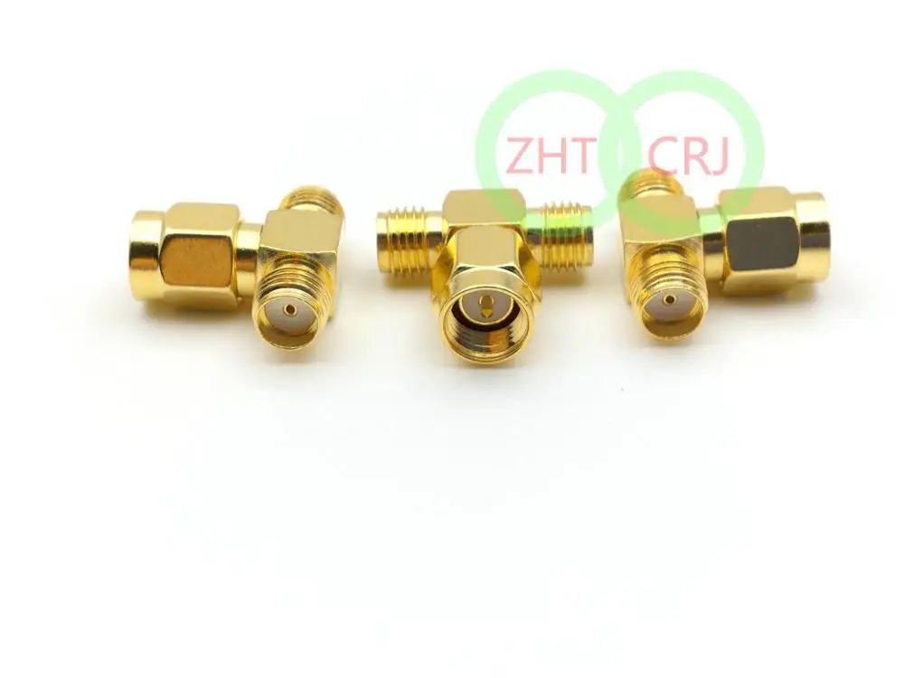 Золотая штепсельная Вилка SMA к 2 двойным разъему адаптера female triple T|plug gold|plug maleplug t |
