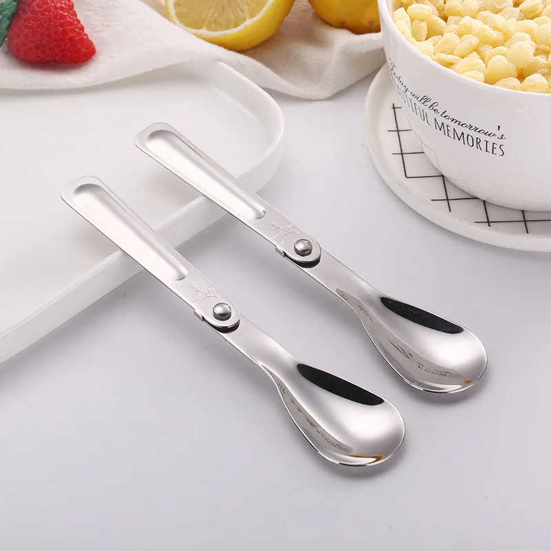 Portable Stainless Steel Folding Spoon Eco-Friendly Dinner Scoop Healthy Outdoor Cutlery Kids Tableware Utensils Home Supplies | Дом и сад