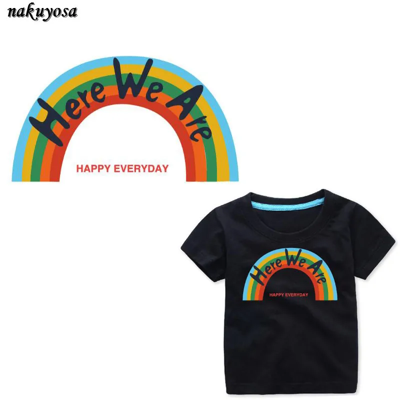 Радуга мост здесь мы мультфильм патчи железа на переводе наклейки теплопередачи