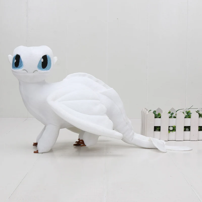 35cm white Фильм, Как приручить дракона 3, плюшевые игрушки, Беззубик, кукольный светильник Fury Беззубик, ночная Фурия, плюшевая кукла, подарки для детей - Цвет: 35cm white