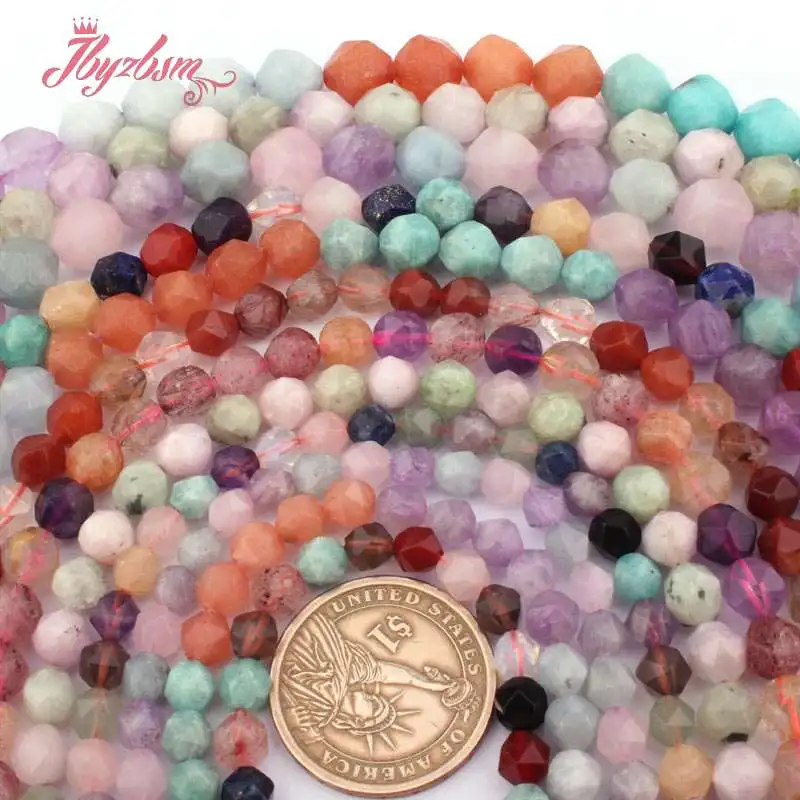 Граненые бусины с кристаллами кварца rutilaed из натурального камня для