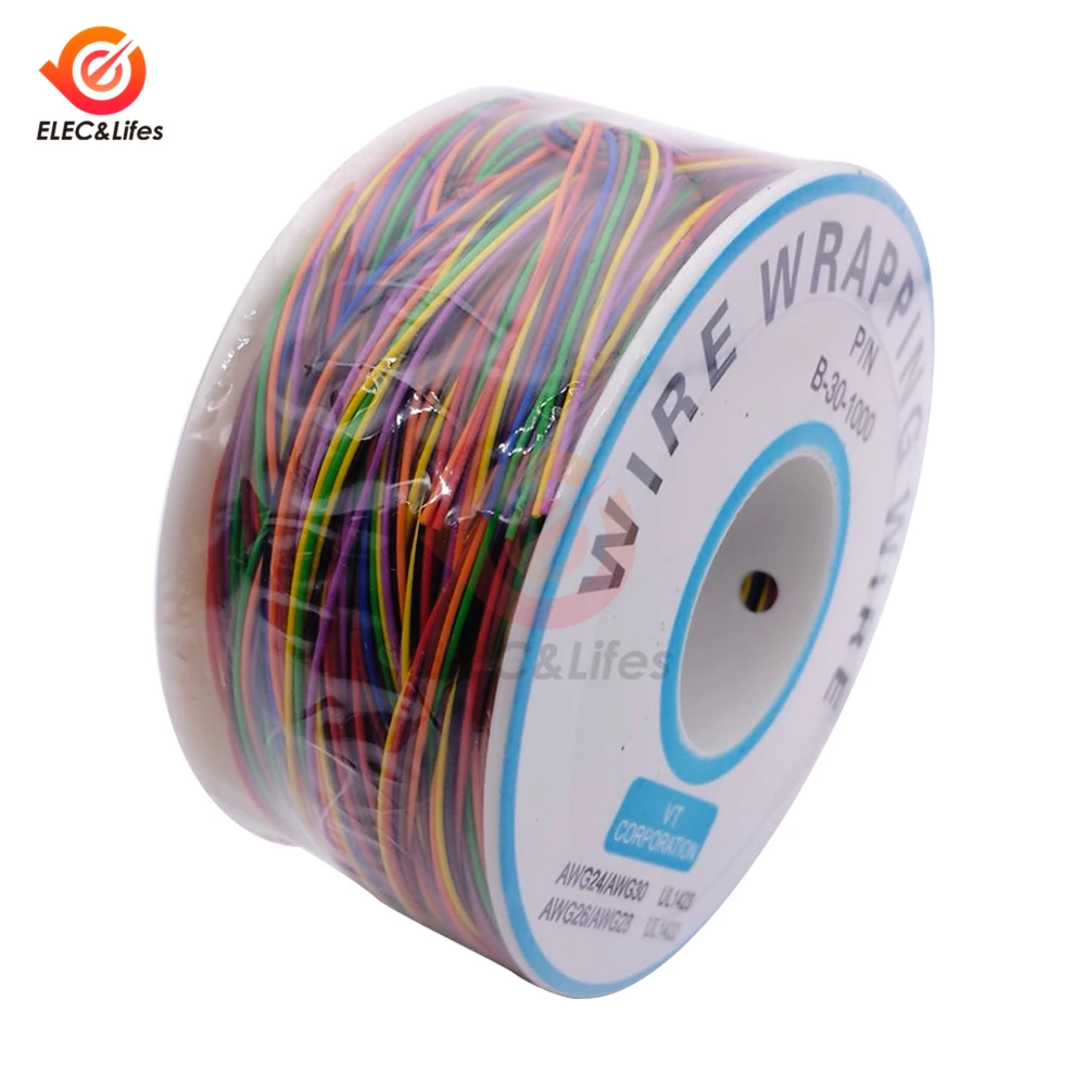 B-30-1000 UL1423 ПВХ изоляционная линия цветная 30 AWG авиационный кабель P/N печатной платы перемычка провода Упаковка 0,25 мм луженая медная проволока