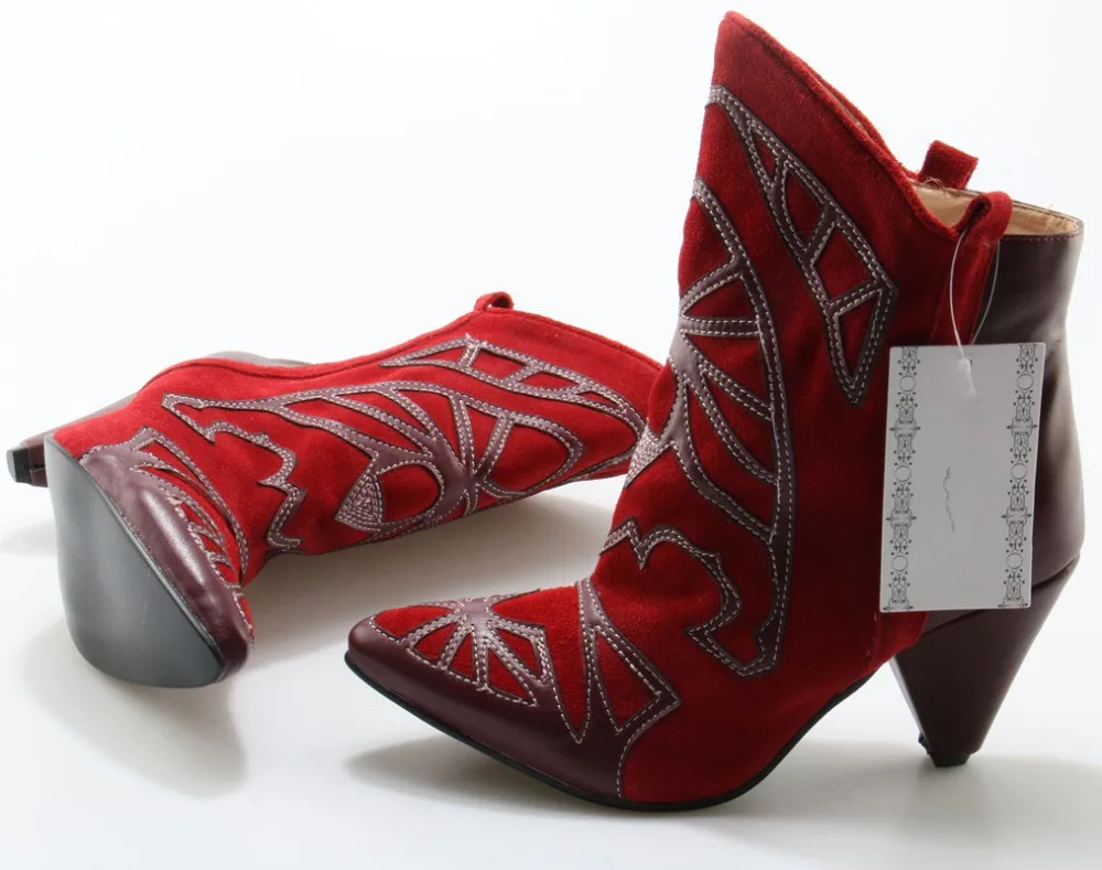 Для женщин Botas mujer invierno Красная черная кожа туфли на высоком каблуке шпильке