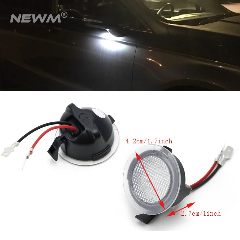 2pcs LED Under Side View Mirror Puddle Lights for Ford Edge Fusion Range Flex Explorer Expedition Mondeo Everest Taurus F-150