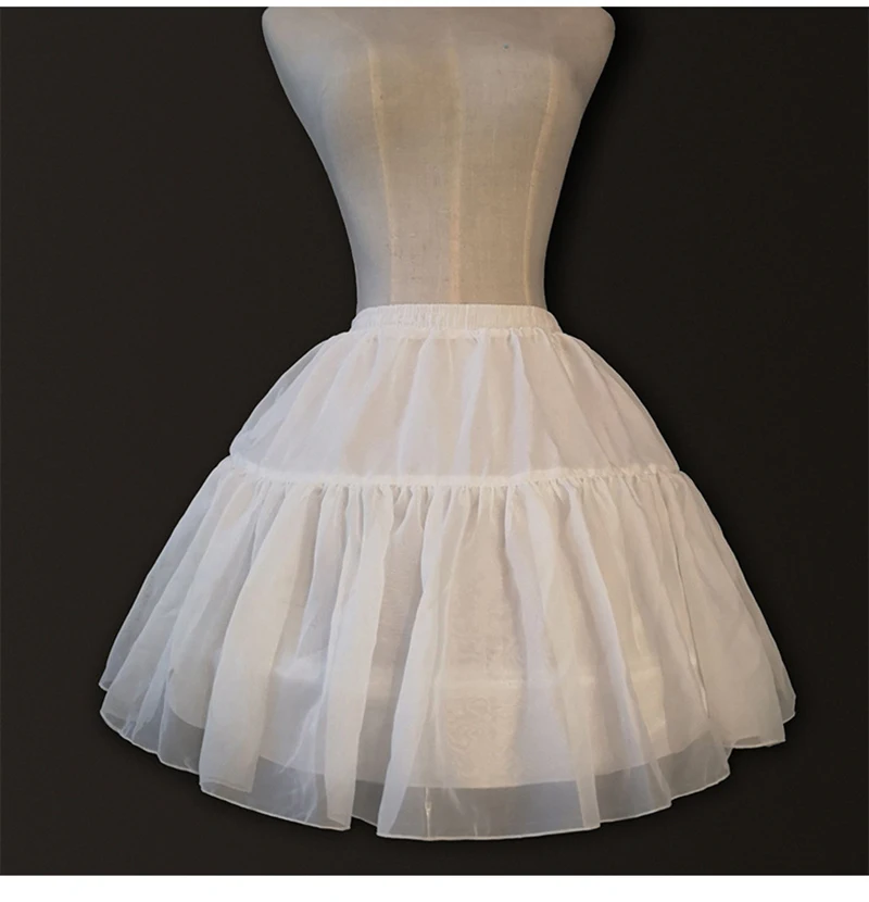 

In Stock White Short Underskirt for Womens Dress 2 Two Hoops Bone Black Petticoat for Party Fluffy Gather Skirt Slip Crinoline