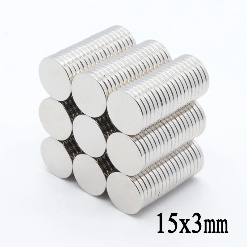 100 шт. 15x3 мм N35 Сильный диск NdFeB редкоземельный магнит 15*3 мм неодимовые магниты 15 мм x 3 мм
