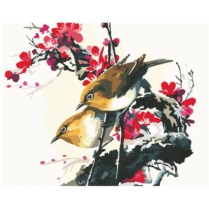 Птиц и Plum.40x50cm Раскраска по номерам сделай сам wall Art Гостиная украшения пейзажи