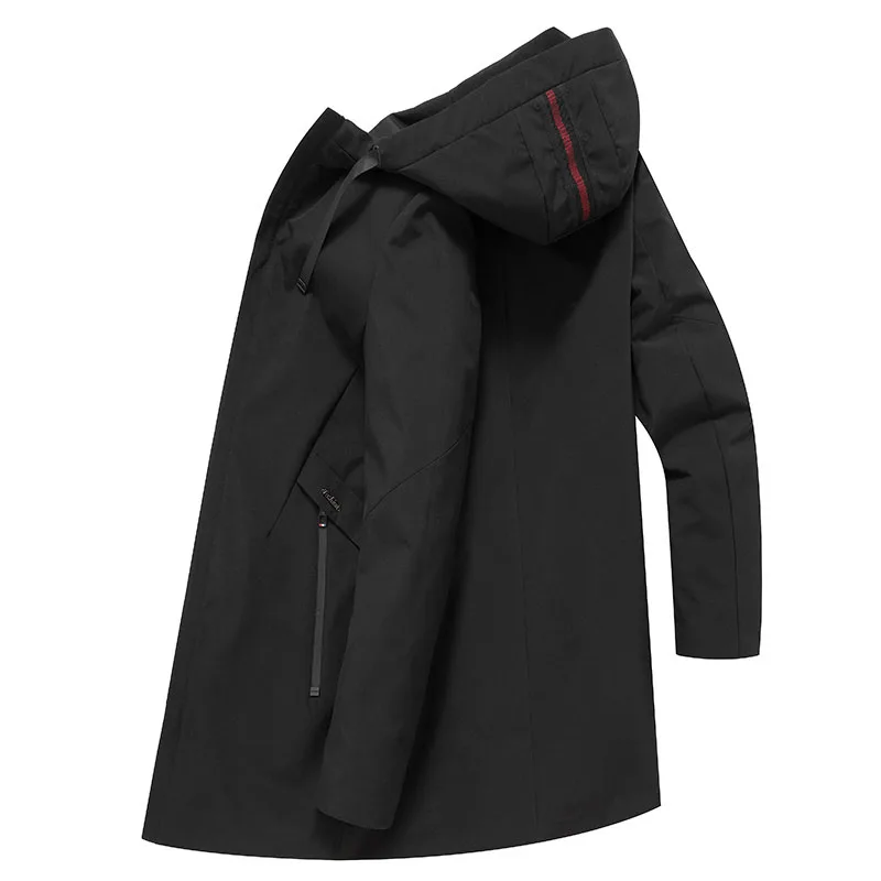 Новый 2019 демисезонный плюс размеры Тренч для мужчин с капюшоном свободный крой