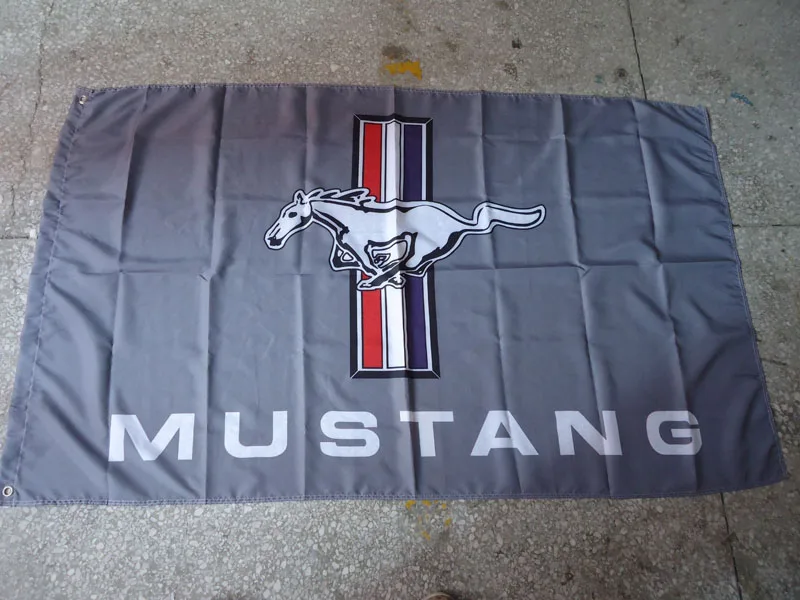 Бесплатная доставка 100% полиэстер mustang серый флаг для автомобиля баннер размер
