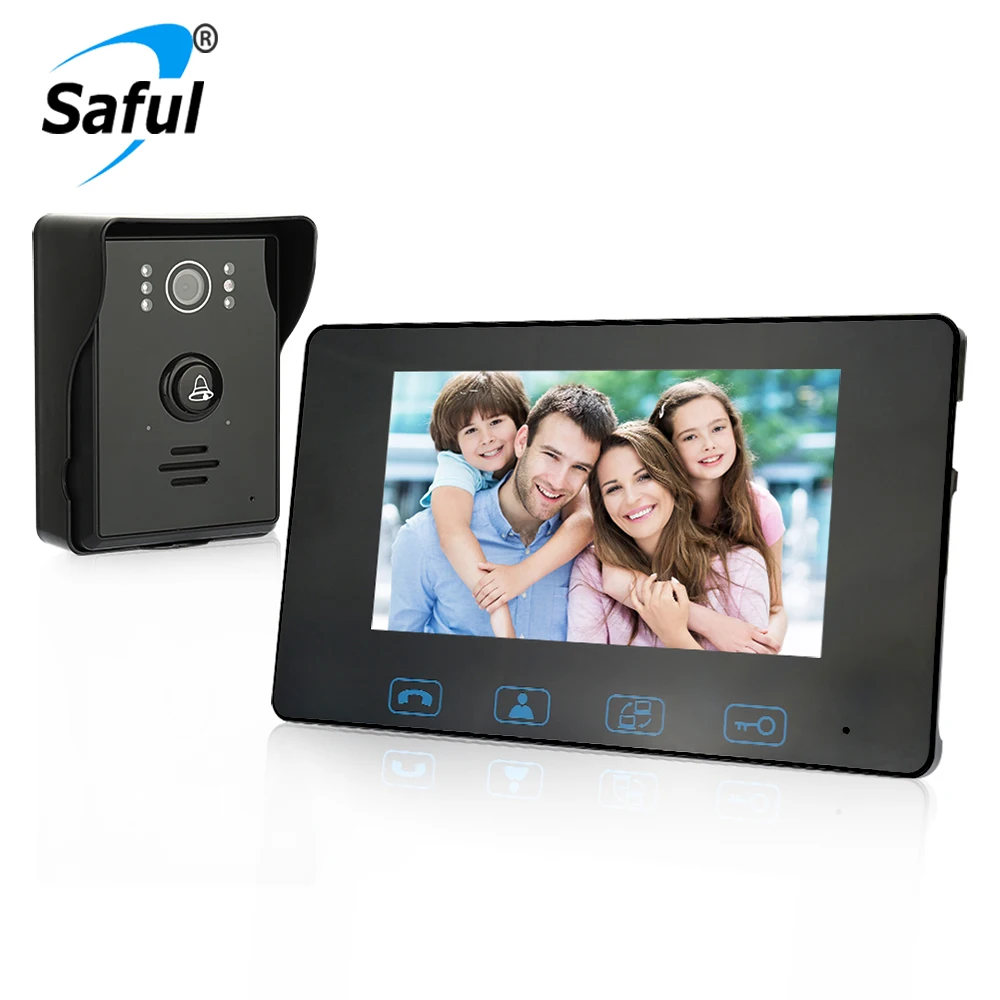 

Проводной видеодомофон Saful, 7-дюймовый цветной TFT ЖК-экран, домофон, водонепроницаемый видеодомофон с функцией бесконтактного электрическог...