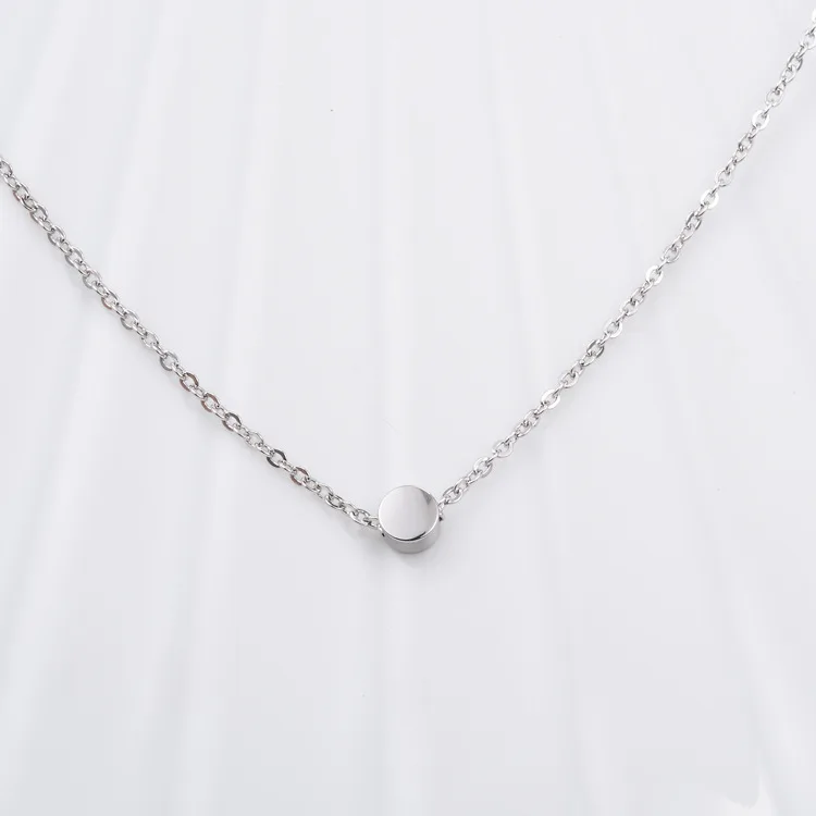 Маленькая круглая подвеска в форме бобы из нержавеющей стали 316L 3 цвета цепочка с