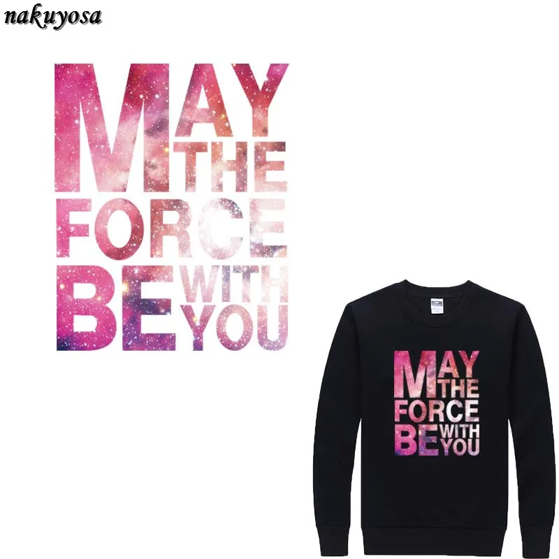 Новинка Лидер продаж платье футболка с нашивками и надписью may the force be with u sky
