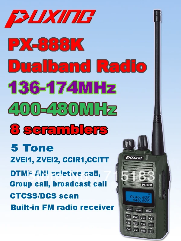 Двухсторонняя рация PUXING UHF и VHF 5 Вт любительская радиостанция puxing 888k
