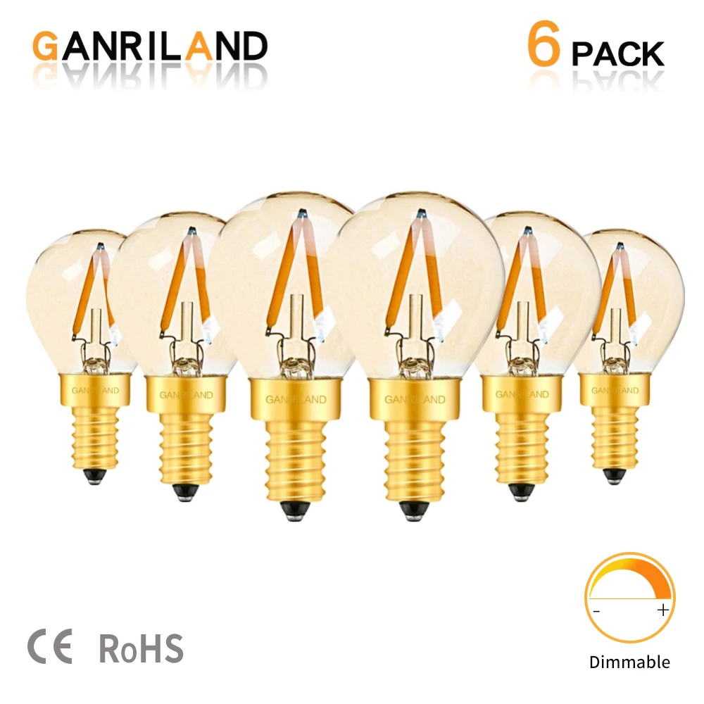 

LED Light E14 220V Gold Tint G40 Globe Lamp Edison LED Filament String Light Bulb 1W 2200K E12 Decorative Home Lighting Dimmable