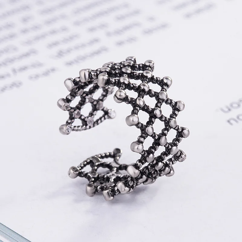 2019 Bijoux серебряный цвет большие полые кольца для женщин подарок дам регулируемый