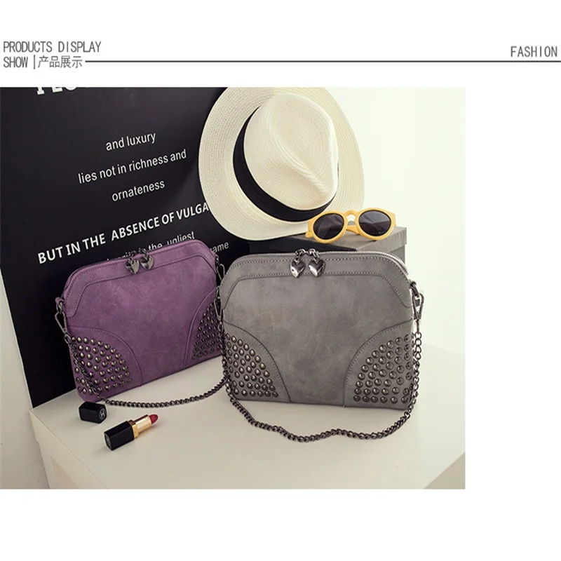 Заклепки Плеча Женщин Сумка женская верхняя одежда Старинные Скраб Оболочки