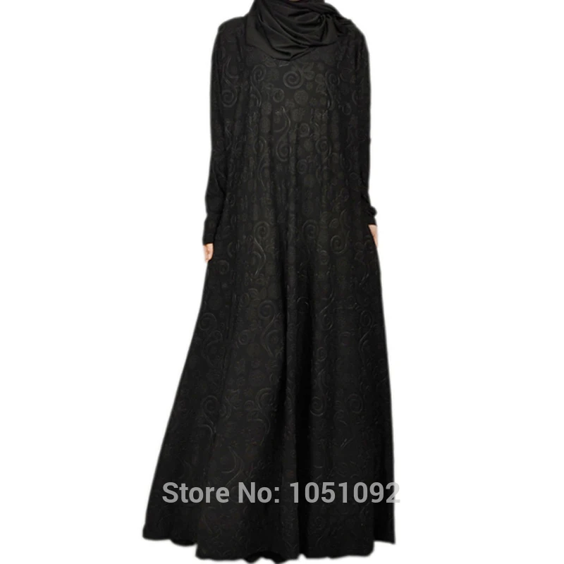 Женское льняное платье abayas черное большого размера с кристаллами и тиснением в
