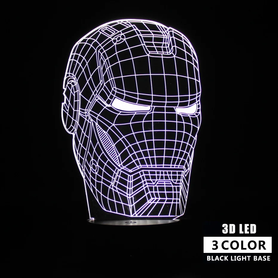 Мстителями детские 3d настольная лампа дистанционного Управление светодиодный ночной Светильник Иллюзия USB сенсорный светильник «Железный человек», лампа