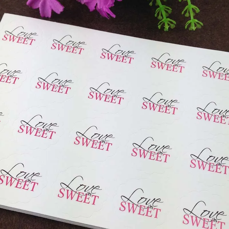300 шт./лот 3 см в форме цветка белая бумага детская розовая &quotLove is sweet&quot наклейки