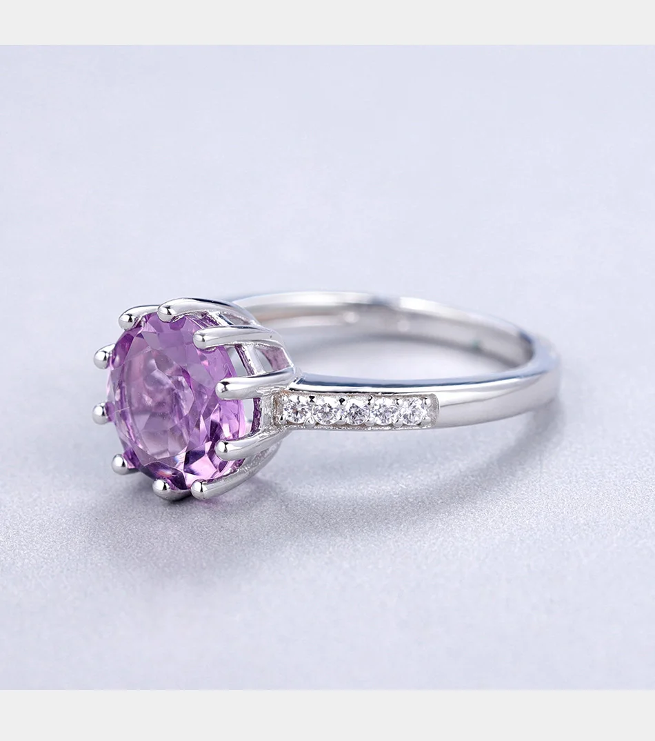 GEM'S балетное 925 пробы серебро натуральный аметистовый драгоченный камень кольца Трендовое классическое обручальное кольцо для женщин ювелирные изделия