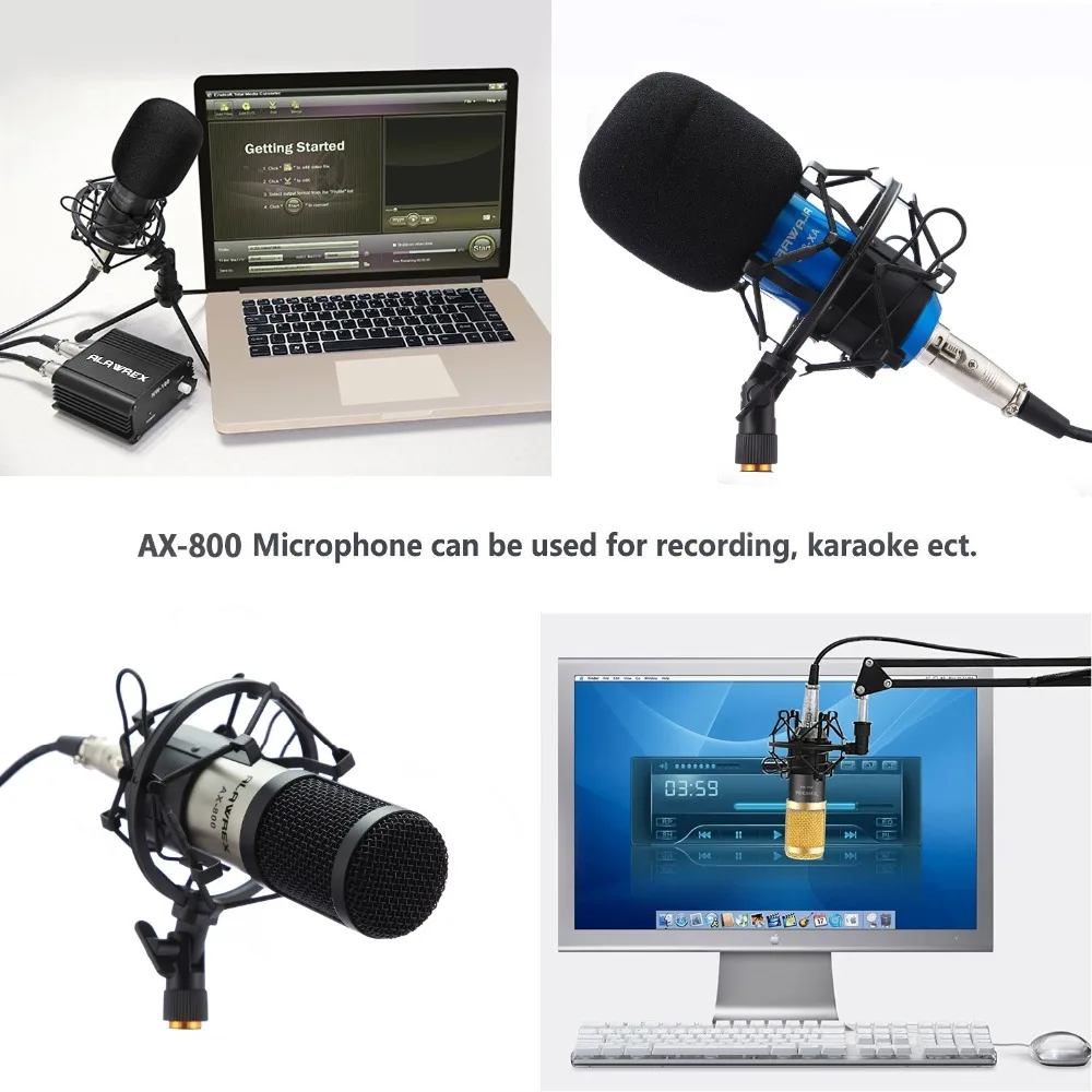 Караоке микрофон Alawrex AX 800 конденсаторный KTV BM для компьютера радиовещания записи