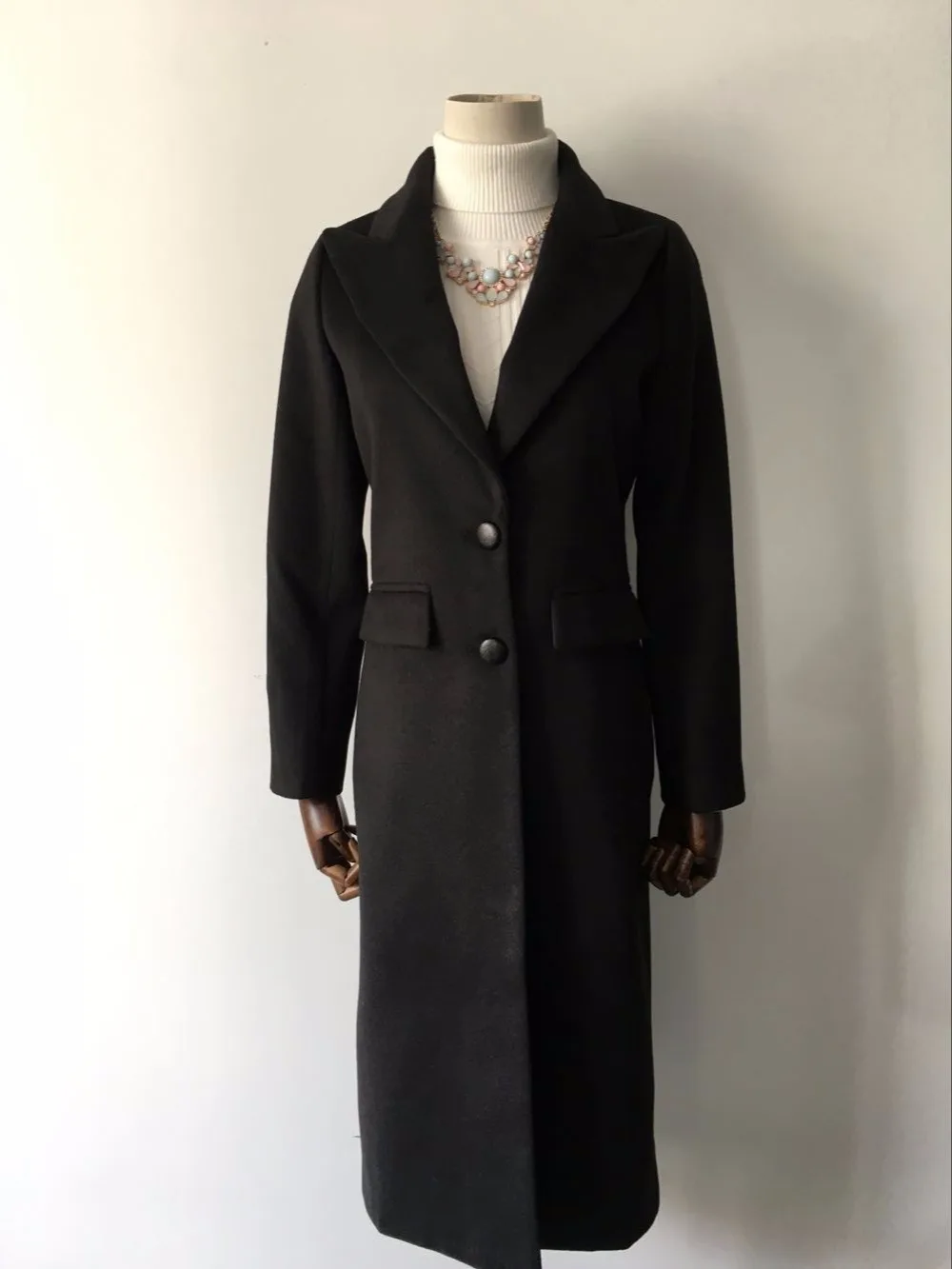 2017 женское длинное дизайнерское шерстяное пальто с воротником-костюмом на осень