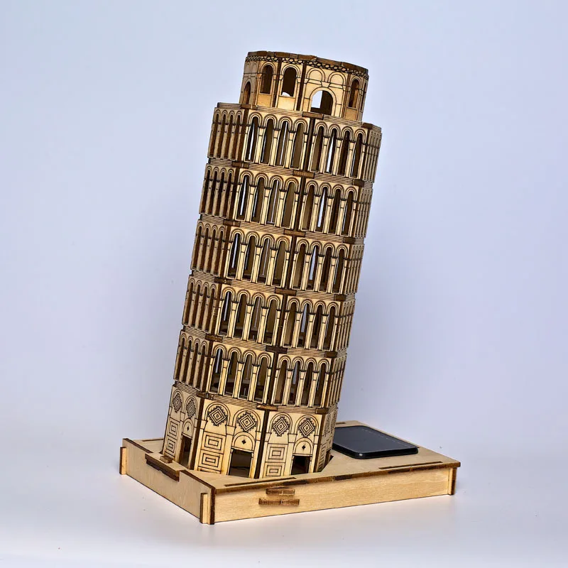 1 шт. Солнечная светящаяся 3d башня Пиза деревянная головоломка DIY Модель solare