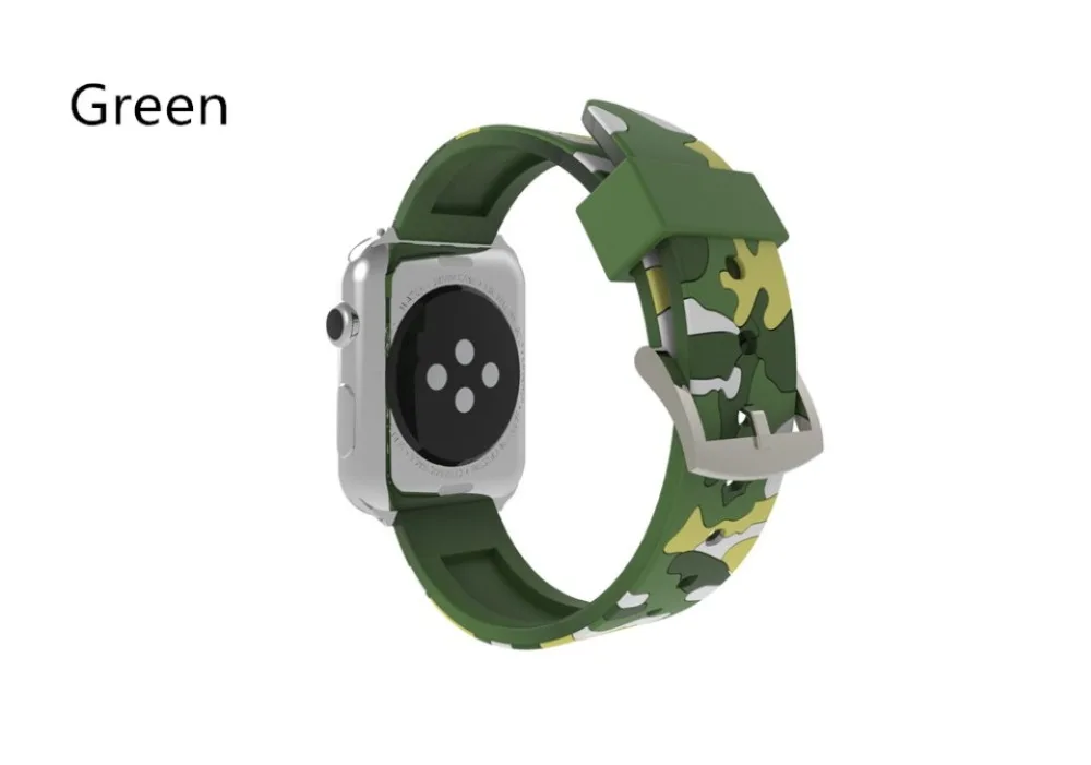 Спортивный силиконовый Камуфляжный ремешок для Apple Watch Series 4 3 2 1 с пряжкой 38 42 мм