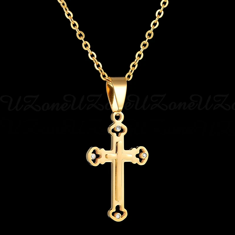 UZone Новые оптовые ретро полые крест подвески ожерелья для женщин CZ камень