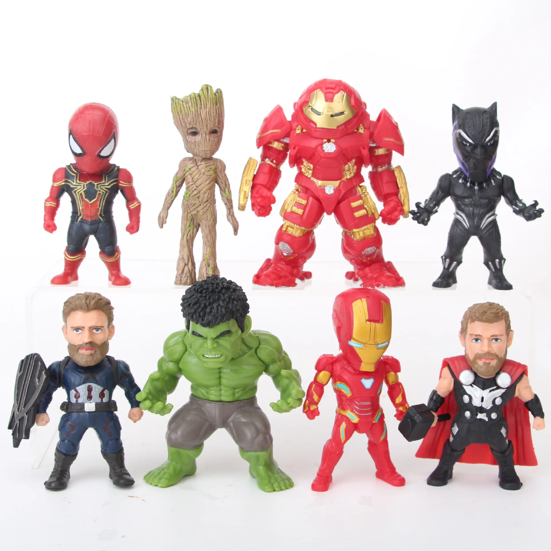 

8 шт./компл. Marvel Мстители война бесконечности халкбастер Железный человек Тор Капитан Америка Человек-паук Черная пантера искусственные игр...