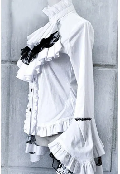 Викторианский Готический стимпанк bustletailcoat рюшами с длинным рукавом Блузка